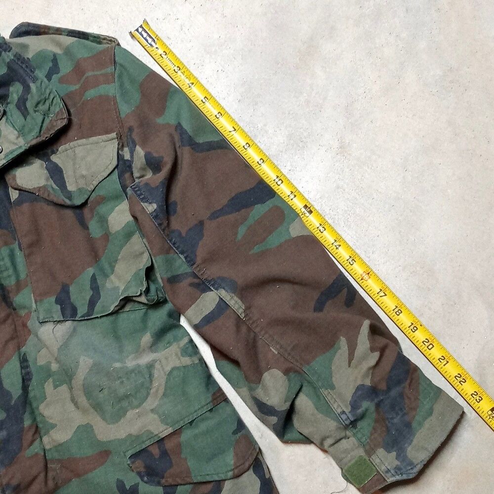 Vintage US Military M65 Field Jacket Woodland Camo Cold Weather Coat XS Long - Picture 13 of 13